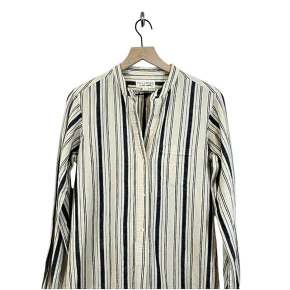 NILI LOTAN Tangier Galabia Dress New Moroccan Stripe 3 Print Linen blend Size M - Picture 12 of 13